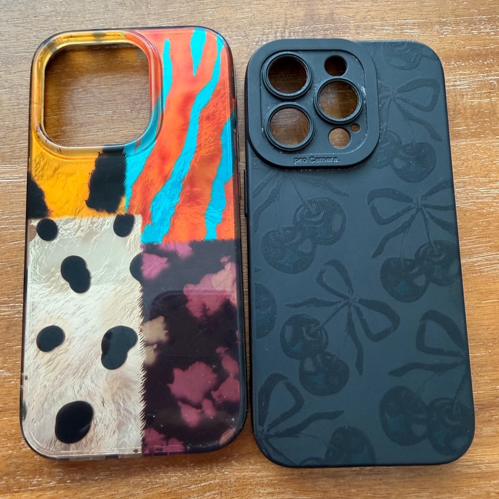 iPhone 14 Colorful and Black Patterned Phone Cases